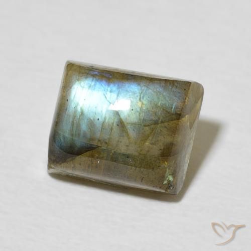 3.11 ct Multicolor Labradorite Stone, Natural Labradorite in Baguette Cabochon Shape for Sale