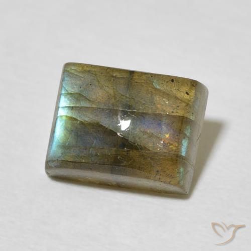 3.00 ct Multicolor Labradorite Stone, Natural Labradorite in Baguette Cabochon Shape for Sale