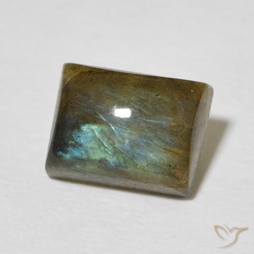 2.88 ct Multicolor Labradorite Stone, Natural Labradorite in Baguette Cabochon Shape for Sale