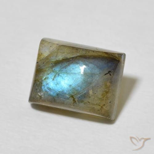 2.72 ct Multicolor Labradorite Stone, Natural Labradorite in Baguette Cabochon Shape for Sale