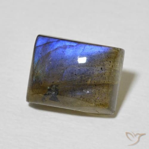 2.94 ct Multicolor Labradorite Stone, Natural Labradorite in Baguette Cabochon Shape for Sale