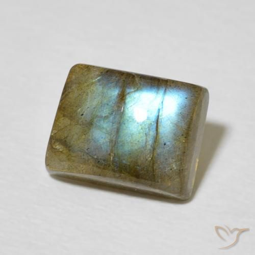 2.36 ct Multicolor Labradorite Stone, Natural Labradorite in Baguette Cabochon Shape for Sale