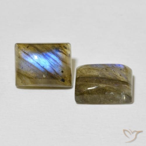 5.05 ctw Multicolor Labradorite Stones, Natural Labradorite in Baguette Cabochon Shape for Sale