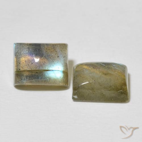 5.92 ctw Multicolor Labradorite Stones, Natural Labradorite in Baguette Cabochon Shape for Sale