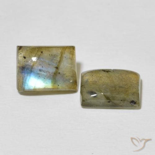 4.35 ctw Multicolor Labradorite Stones, Natural Labradorite in Baguette Cabochon Shape for Sale