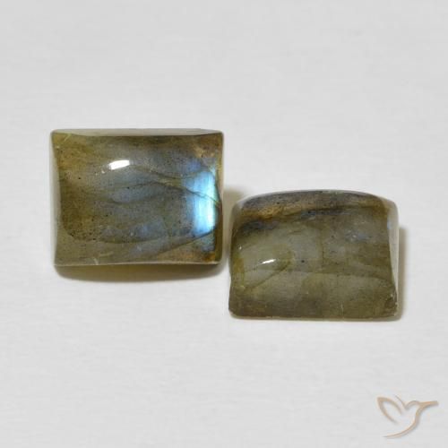 5.65 ctw Multicolor Labradorite Stones, Natural Labradorite in Baguette Cabochon Shape for Sale