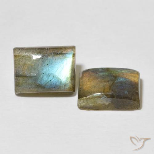 4.89 ctw Multicolor Labradorite Stones, Natural Labradorite in Baguette Cabochon Shape for Sale