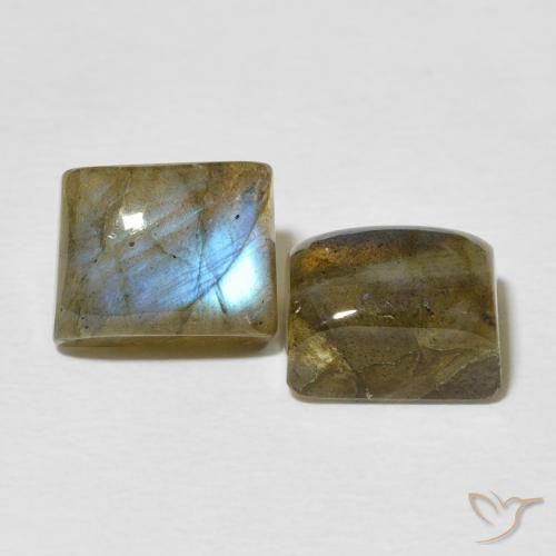 6.93 ctw Multicolor Labradorite Stones, Natural Labradorite in Baguette Cabochon Shape for Sale