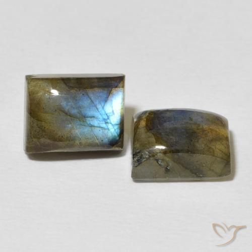 5.76 ctw Multicolor Labradorite Stones, Natural Labradorite in Baguette Cabochon Shape for Sale