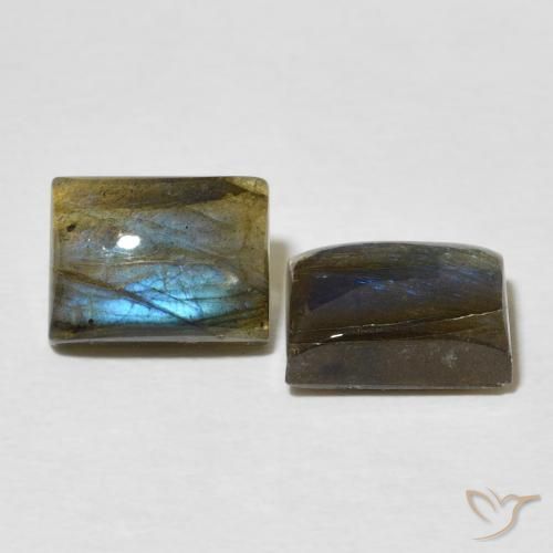 5.31 ctw Multicolor Labradorite Stones, Natural Labradorite in Baguette Cabochon Shape for Sale
