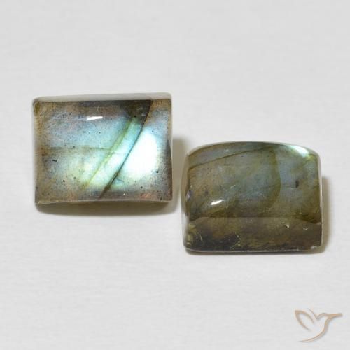 6.95 ctw Multicolor Labradorite Stones, Natural Labradorite in Baguette Cabochon Shape for Sale