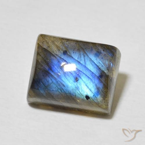 3.66 ct Multicolor Labradorite Stone, Natural Labradorite in Baguette Cabochon Shape for Sale