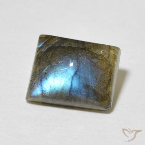 2.66 ct Multicolor Labradorite Stone, Natural Labradorite in Baguette Cabochon Shape for Sale