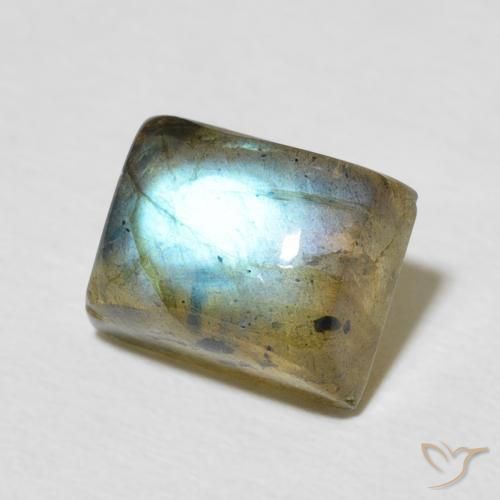 3.46 ct Multicolor Labradorite Stone, Natural Labradorite in Baguette Cabochon Shape for Sale
