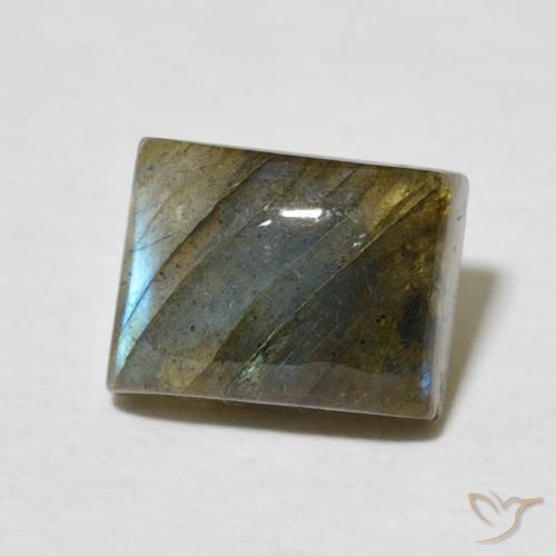 2.99 ct Multicolor Labradorite Stone, Natural Labradorite in Baguette Cabochon Shape for Sale