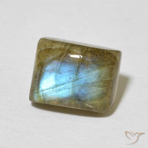 2.52 ct Multicolor Labradorite Stone, Natural Labradorite in Baguette Cabochon Shape for Sale
