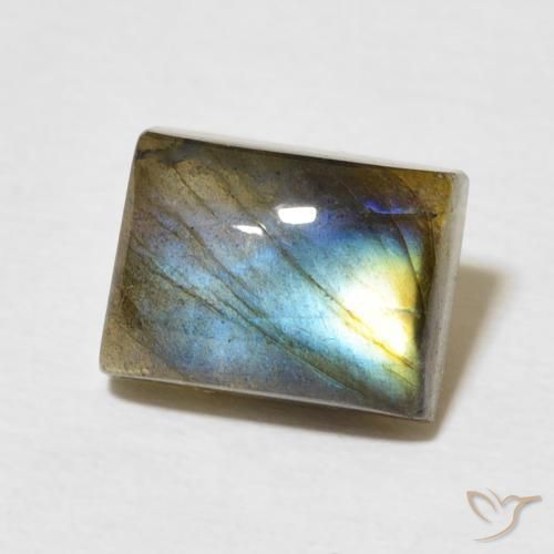 3.22 ct Multicolor Labradorite Stone, Natural Labradorite in Baguette Cabochon Shape for Sale