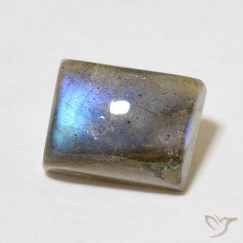 3.48 ct Multicolor Labradorite Stone, Natural Labradorite in Baguette Cabochon Shape for Sale