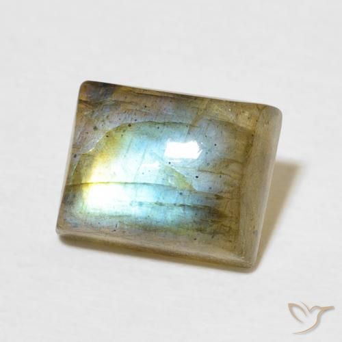 3.04 ct Multicolor Labradorite Stone, Natural Labradorite in Baguette Cabochon Shape for Sale