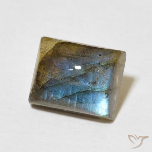 2.91 ct Multicolor Labradorite Stone, Natural Labradorite in Baguette Cabochon Shape for Sale