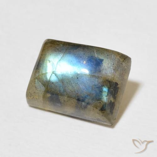 2.91 ct Multicolor Labradorite Stone, Natural Labradorite in Baguette Cabochon Shape for Sale