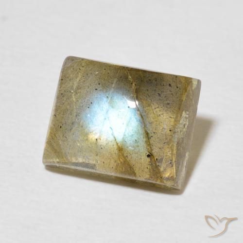 2.88 ct Multicolor Labradorite Stone, Natural Labradorite in Baguette Cabochon Shape for Sale
