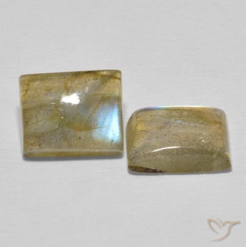 5.13 ctw Multicolor Labradorite Stones, Natural Labradorite in Baguette Cabochon Shape for Sale