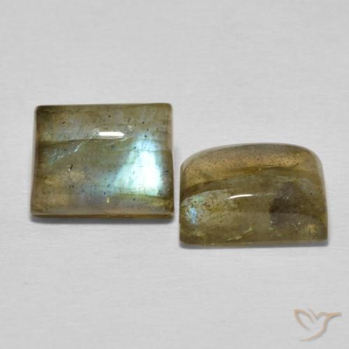 5.81 ctw Multicolor Labradorite Stones, Natural Labradorite in Baguette Cabochon Shape for Sale