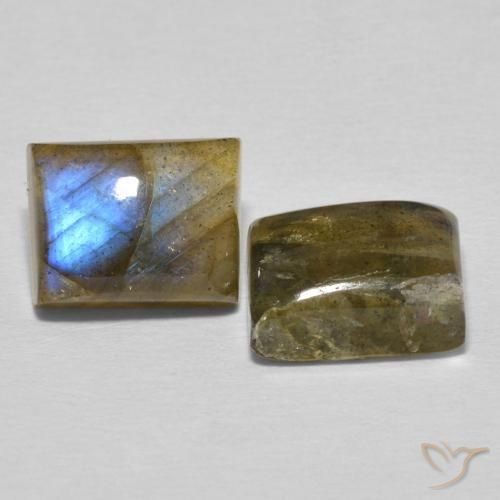 6.18 ctw Multicolor Labradorite Stones, Natural Labradorite in Baguette Cabochon Shape for Sale