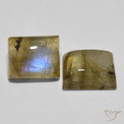 7.10 ctw Multicolor Labradorite Stones, Natural Labradorite in Baguette Cabochon Shape for Sale