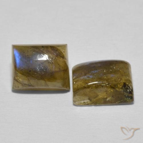 5.63 ctw Multicolor Labradorite Stones, Natural Labradorite in Baguette Cabochon Shape for Sale