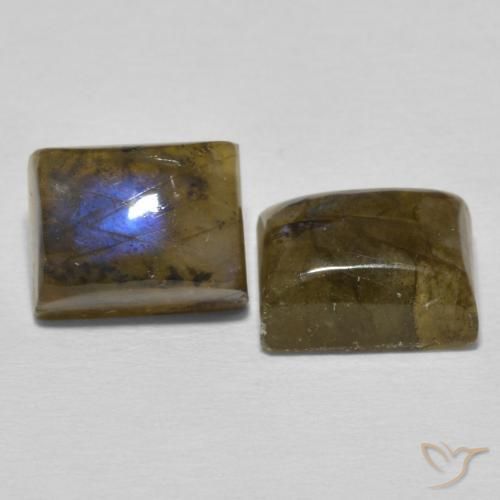 6.82 ctw Multicolor Labradorite Stones, Natural Labradorite in Baguette Cabochon Shape for Sale
