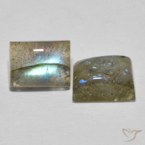 6.29 ctw Multicolor Labradorite Stones, Natural Labradorite in Baguette Cabochon Shape for Sale