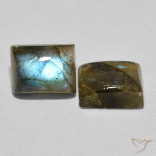 5.77 ctw Multicolor Labradorite Stones, Natural Labradorite in Baguette Cabochon Shape for Sale