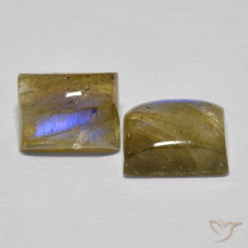 5.65 ctw Multicolor Labradorite Stones, Natural Labradorite in Baguette Cabochon Shape for Sale
