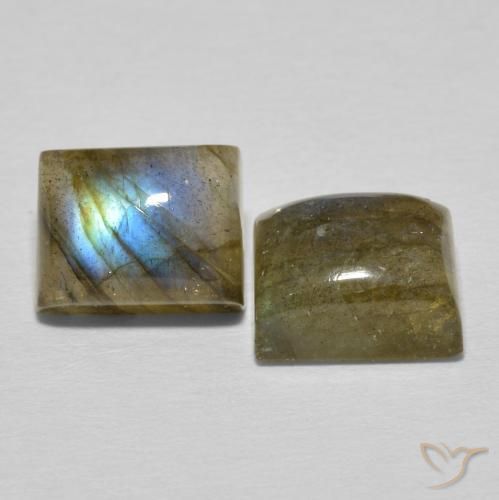 7.10 ctw Multicolor Labradorite Stones, Natural Labradorite in Baguette Cabochon Shape for Sale