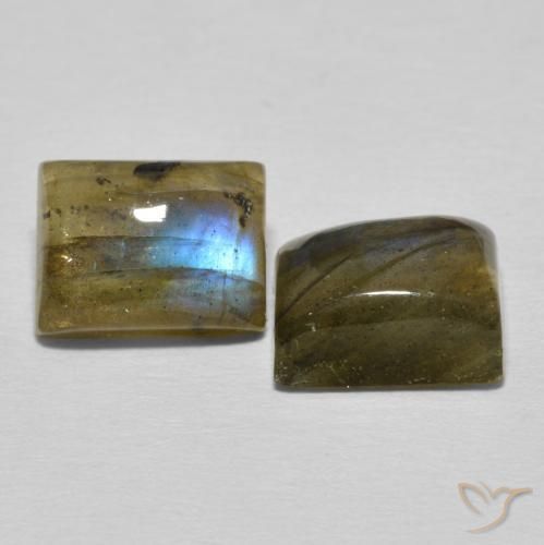 6.40 ctw Multicolor Labradorite Stones, Natural Labradorite in Baguette Cabochon Shape for Sale