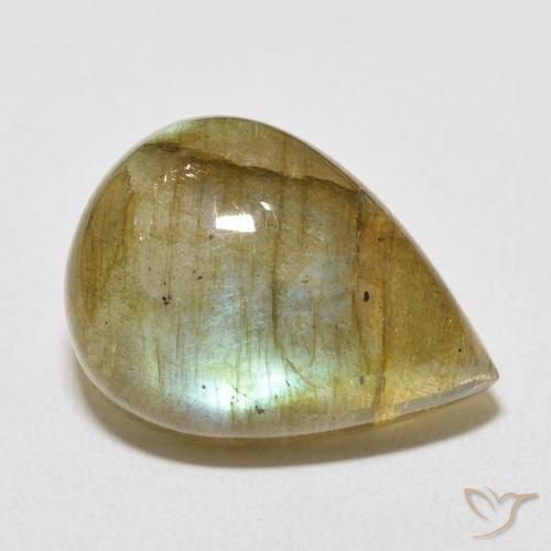 11.89 ct Multicolor Labradorite Stone, Natural Labradorite in Pear Cabochon Shape for Sale