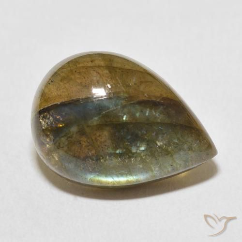 12.03 ct Multicolor Labradorite Stone, Natural Labradorite in Pear Cabochon Shape for Sale