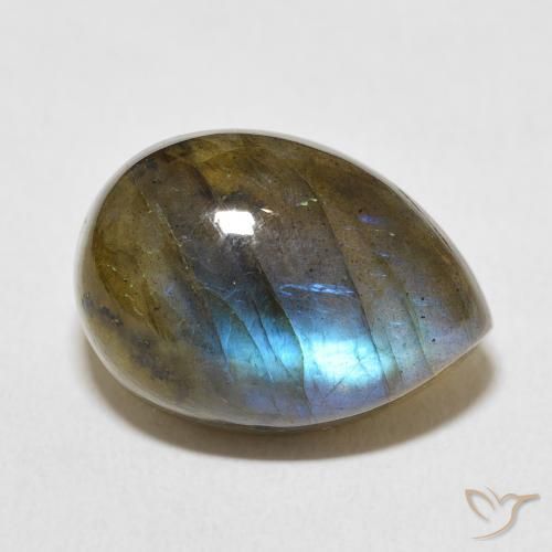 15.01 ct Multicolor Labradorite Stone, Natural Labradorite in Pear Cabochon Shape for Sale