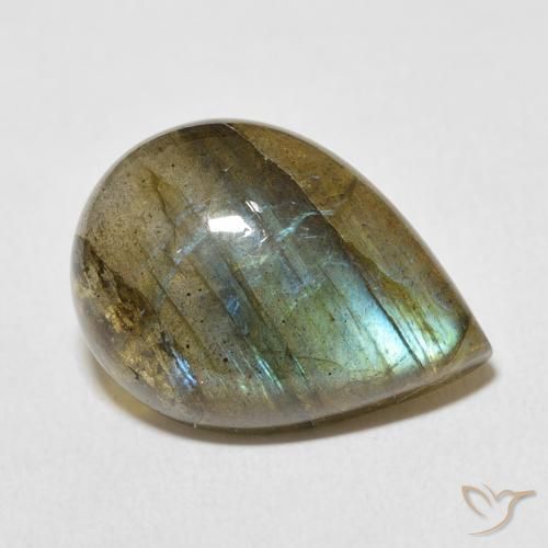 11.65 ct Multicolor Labradorite Stone, Natural Labradorite in Pear Cabochon Shape for Sale
