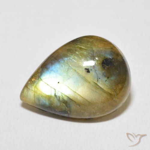 9.85ct Natural Multicolor Labradorite, Pear Shape, Opaque