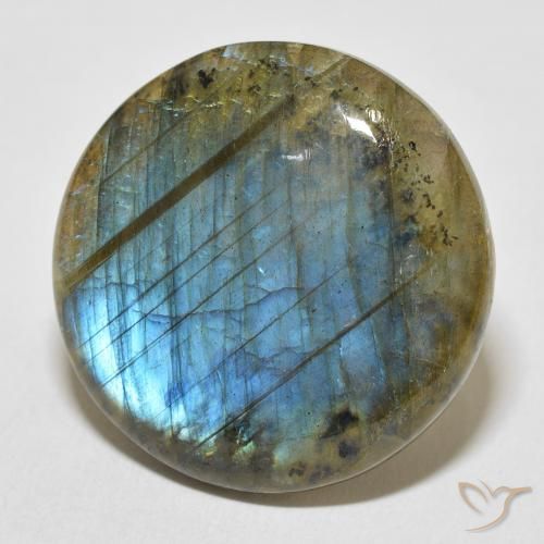 31.18 ct Multicolor Labradorite Stone, Natural Labradorite in Round Cabochon Shape for Sale