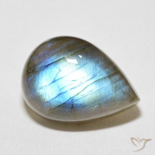 13.99 ct Multicolor Labradorite Stone, Natural Labradorite in Pear Cabochon Shape for Sale