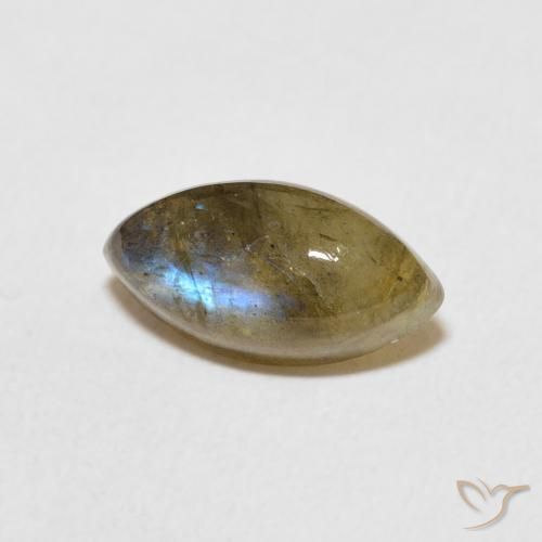 2.28 ct Multicolor Labradorite Stone, Natural Labradorite in Marquise Cabochon Shape for Sale