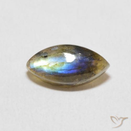 1.39 ct Multicolor Labradorite Stone, Natural Labradorite in Marquise Cabochon Shape for Sale