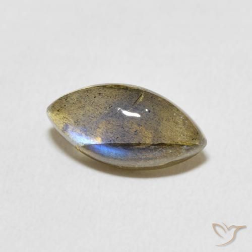 2.38 ct Multicolor Labradorite Stone, Natural Labradorite in Marquise Cabochon Shape for Sale