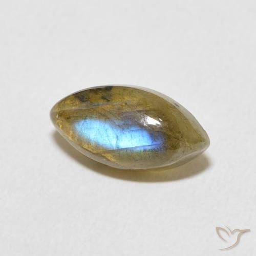 2.34 ct Multicolor Labradorite Stone, Natural Labradorite in Marquise Cabochon Shape for Sale