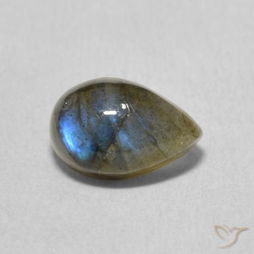 1.81 ct Multicolor Labradorite Stone, Natural Labradorite in Pear Cabochon Shape for Sale