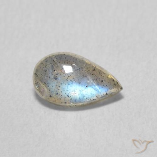 0.56 ct Multicolor Labradorite Stone, Natural Labradorite in Pear Cabochon Shape for Sale